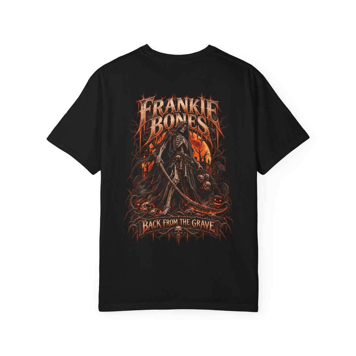 Frankie Bones: Back from the Grave — Black Garment-Dyed T-Shirt