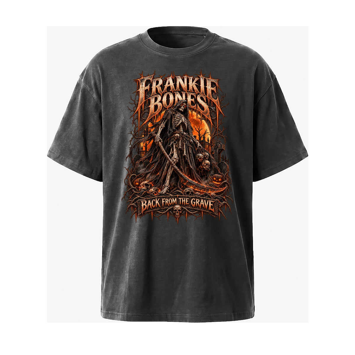 Frankie Bones: Back from the Grave — Vintage Black Mineral-Washed T-Shirt